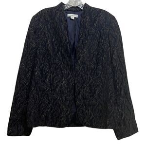 Coldwater Creek blazer navy gold black textured mandarin Medium 10-12